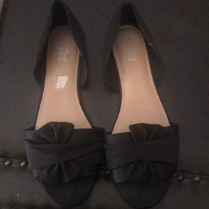 Black satin flats